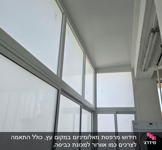 חדר עם חלונות אלומיניום ודלת זכוכית